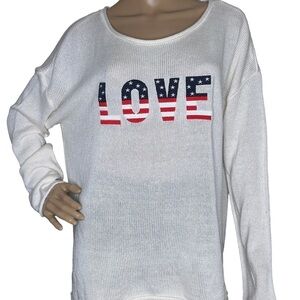 Marled patriotic LOVE sweater NWT XL